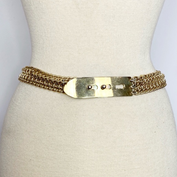 Vintage Accessories - Vintage 80s gold tone metal chain belt